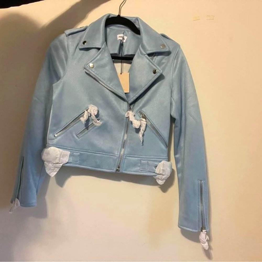 Blue Suede Moto Jacket